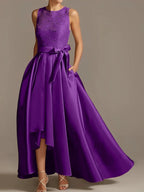 A-Line/Princess Jewel Neck Sleeveless Mother Of The Bride Dresses With Pleats Lace by Dreamylily