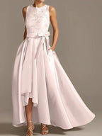 A-Line/Princess Jewel Neck Sleeveless Mother Of The Bride Dresses With Pleats Lace by Dreamylily