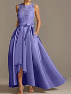 A-Line/Princess Jewel Neck Sleeveless Mother Of The Bride Dresses With Pleats Lace by Dreamylily