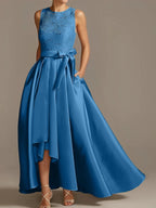 A-Line/Princess Jewel Neck Sleeveless Mother Of The Bride Dresses With Pleats Lace by Dreamylily