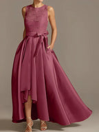 A-Line/Princess Jewel Neck Sleeveless Mother Of The Bride Dresses With Pleats Lace by Dreamylily