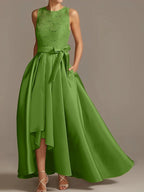 A-Line/Princess Jewel Neck Sleeveless Mother Of The Bride Dresses With Pleats Lace by Dreamylily