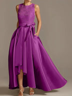 A-Line/Princess Jewel Neck Sleeveless Mother Of The Bride Dresses With Pleats Lace by Dreamylily