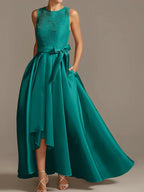 A-Line/Princess Jewel Neck Sleeveless Mother Of The Bride Dresses With Pleats Lace by Dreamylily
