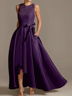 A-Line/Princess Jewel Neck Sleeveless Mother Of The Bride Dresses With Pleats Lace by Dreamylily