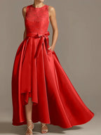 A-Line/Princess Jewel Neck Sleeveless Mother Of The Bride Dresses With Pleats Lace by Dreamylily
