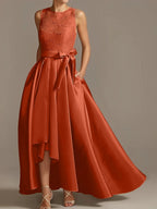 A-Line/Princess Jewel Neck Sleeveless Mother Of The Bride Dresses With Pleats Lace by Dreamylily