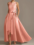 A-Line/Princess Jewel Neck Sleeveless Mother Of The Bride Dresses With Pleats Lace by Dreamylily