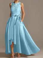 A-Line/Princess Jewel Neck Sleeveless Mother Of The Bride Dresses With Pleats Lace by Dreamylily