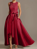 A-Line/Princess Jewel Neck Sleeveless Mother Of The Bride Dresses With Pleats Lace by Dreamylily