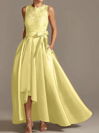 A-Line/Princess Jewel Neck Sleeveless Mother Of The Bride Dresses With Pleats Lace by Dreamylily