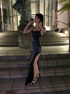 Black Spaghetti Straps Evening Dress Sexy Prom Dress Y427 by simplepromdress