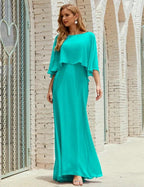 Sunnderly Bridesmaid Dress Women Long Sleeve V-Neck Chiffon Formal Wedding Party Dress SY28018 by numbersea