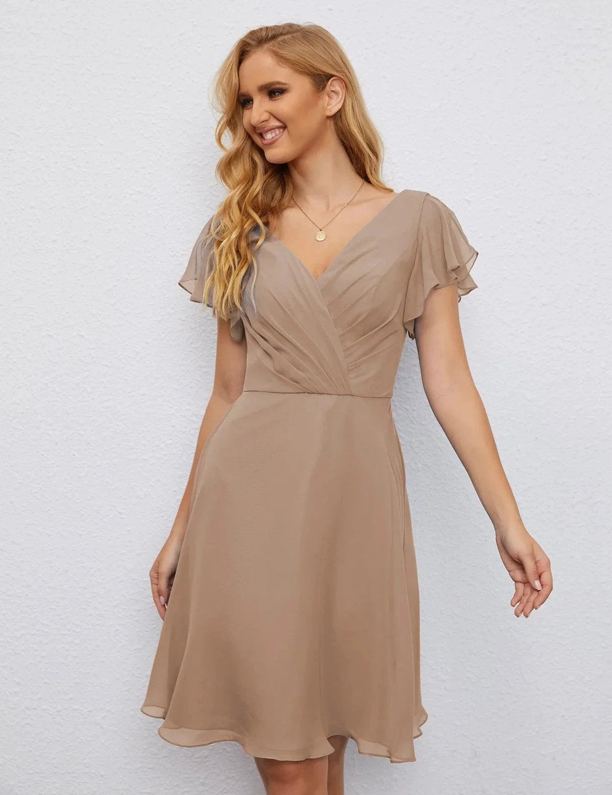 Numbersea U Back Homecoming Dress Formal Prom Dress Knee Length Short Sleeves Cocktail Party Dress 28077 by numbersea