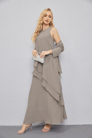 Mother of Bride Dresses with Open Front Lightweight Cardigan Formal Prom Gown  28081
