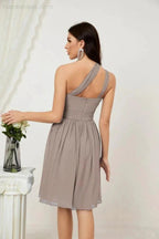 Numbersea Women Chiffon Short One Shoulder Bridesmaid Dress Formal Dresses for Party Homecoming 2804 by numbersea