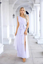 Ladies Chiffon One Shoulder Bridesmaid Evening Dress Wedding Party Evening Dress 28133 by numbersea