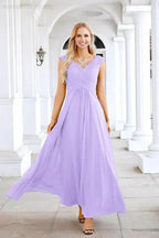 Ladies Chiffon V Neck Sleeveless Floor Length Bridesmaid Evening Dress Wedding Party Evening Dress 28126 by numbersea