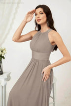 Numbersea Formal Party Gown Dress Chiffon Halter Long Sleeveless Bridesmaid Dresses 2802 by numbersea