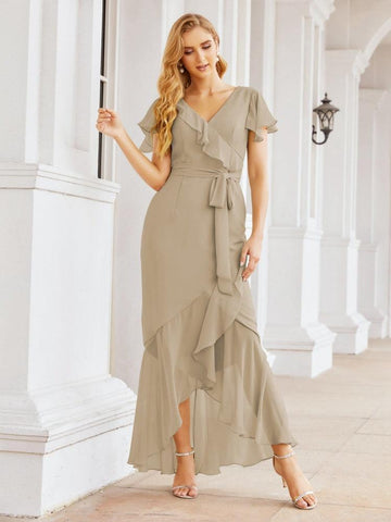 Numbersea Ruffled Bridesmaid Dresses Mermaid Formal Violin Evening Party Prom Gowns 28042