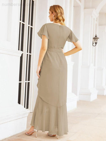 Numbersea Ruffled Bridesmaid Dresses Mermaid Formal Violin Evening Party Prom Gowns 28042