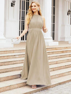 Numbersea Halter Bridesmaid Dress Empire Waist Formal Evening Prom Gown for Mother of The Bride 28030 by numbersea
