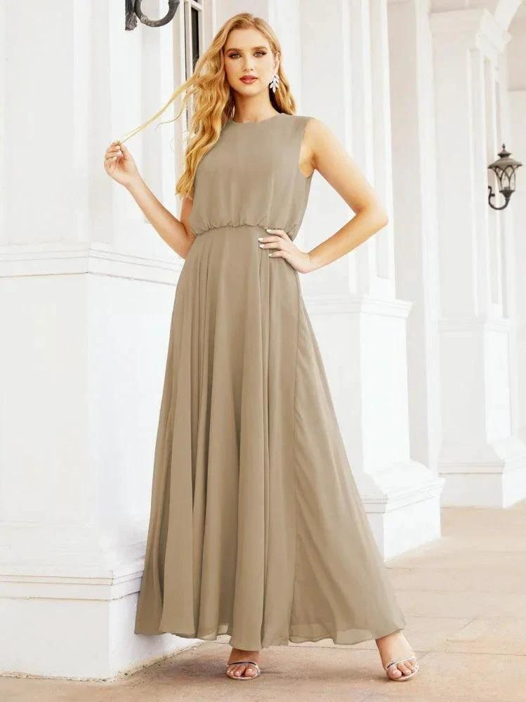 Numbersea Sleeveless Long Bridesmaid Dress A line Formal Evening Prom Gown 28025