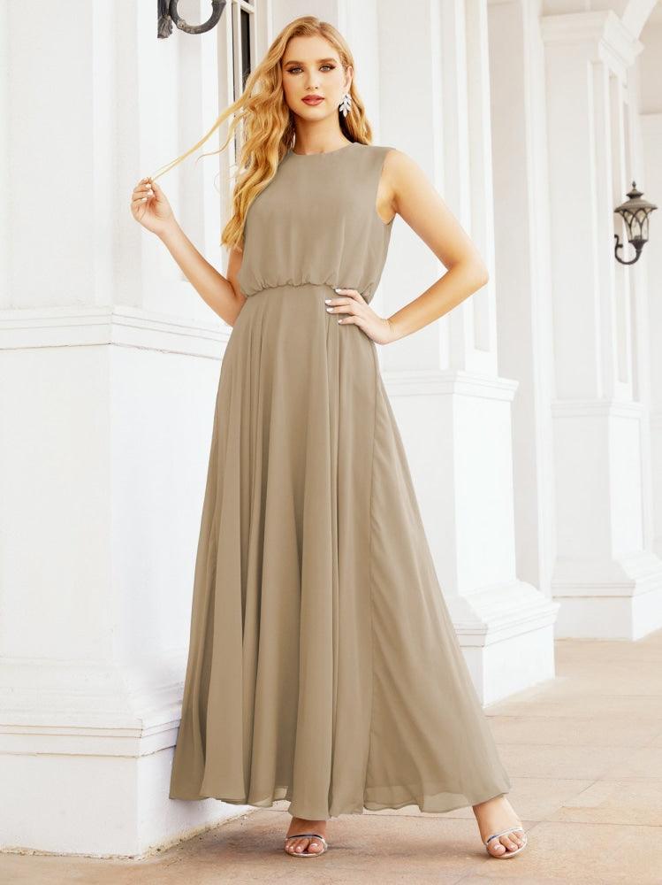 Numbersea Sleeveless Long Bridesmaid Dress A line Formal Evening Prom Gown 28025