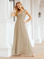 Formal Prom Gown Elegant V-Neck Sleeveless Bridesmaid Dresses for Wedding Party 28037 by numbersea