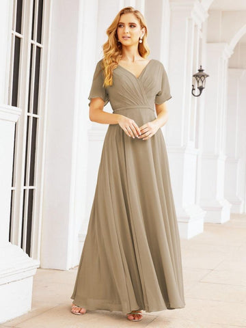 Numbersea Formal Prom Gowns for Mother of The Bride Short Sleeves Bridesmaid Dress 28049