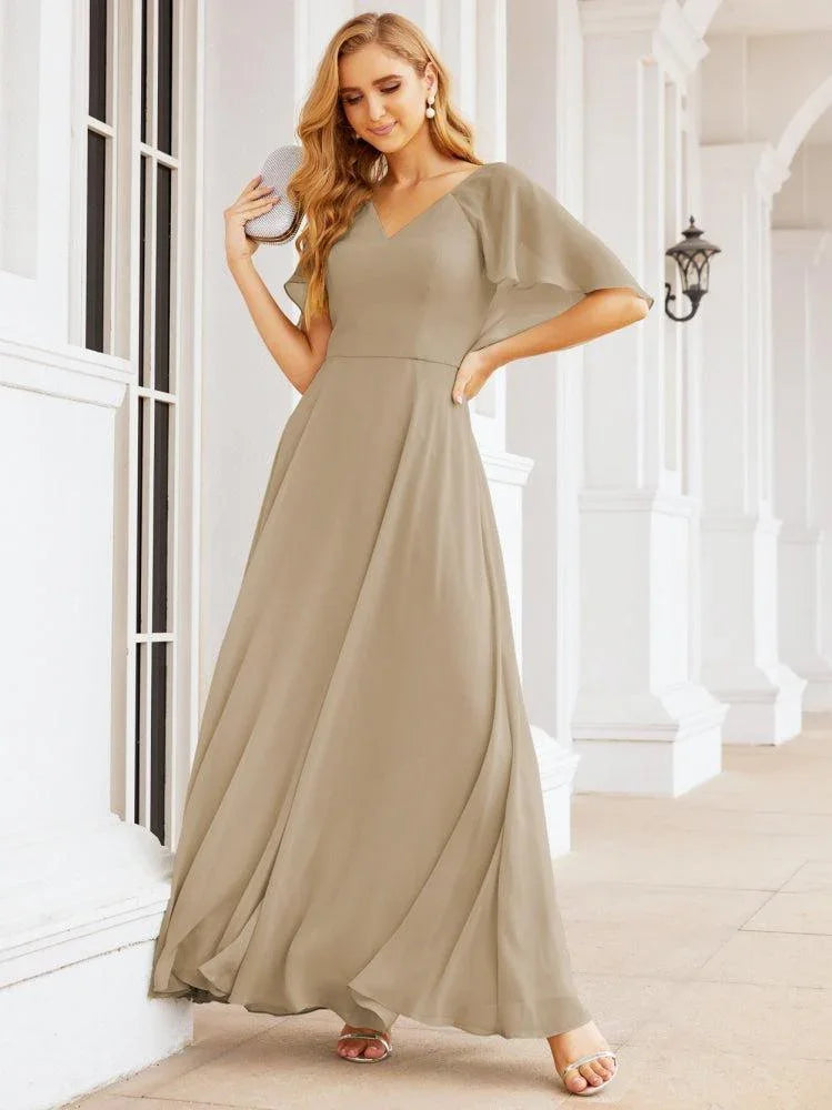 Numbersea Bridesmaid Dresses for Wedding Formal Evening Party Prom Gown with Cape 28050