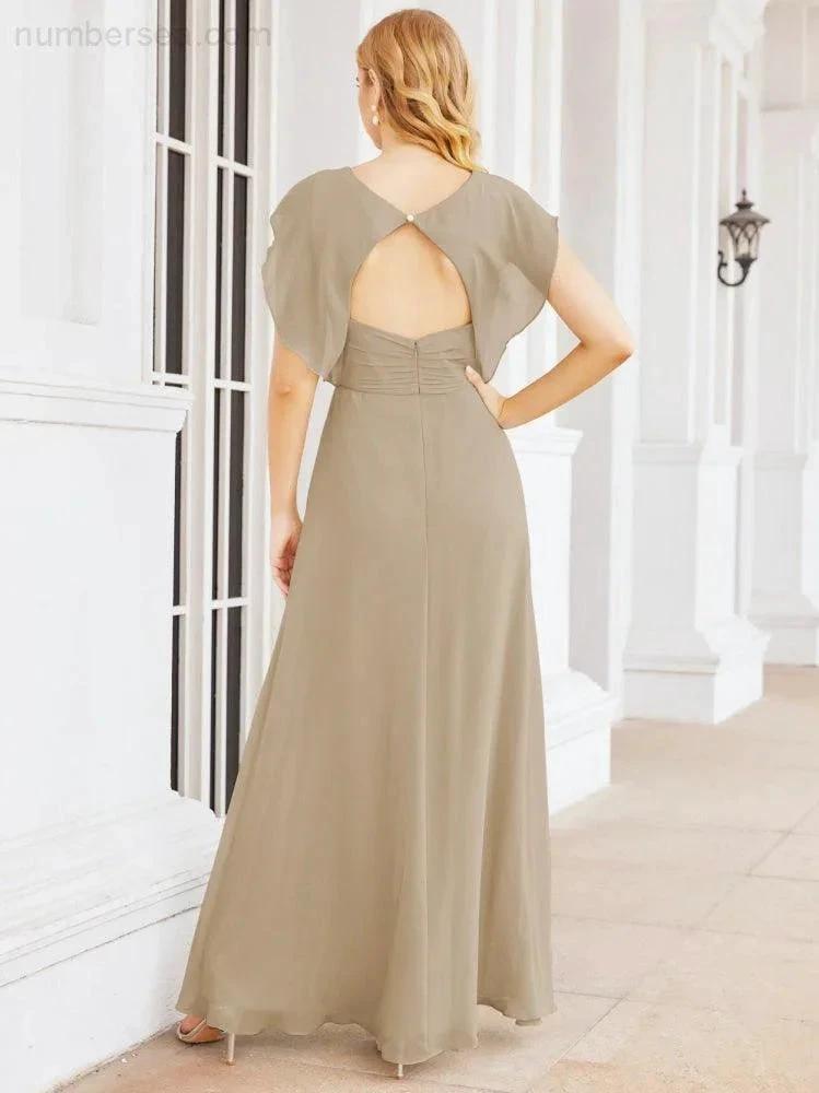 Sunnderly Bridesmaid Dresses Cape Formal Prom Dress Open Back Gowns for Mother of The Bride SY28058 by numbersea