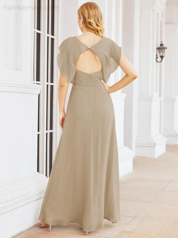 Sunnderly Bridesmaid Dresses Cape Formal Prom Dress Open Back Gowns for Mother of The Bride SY28058