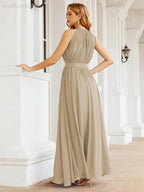 Numbersea Halter Bridesmaid Dress Empire Waist Formal Evening Prom Gown for Mother of The Bride 28030 by numbersea