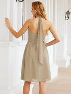 Numbersea Halter Chiffon Bridesmaid Dresses Short Sleeveless Formal Party Dress Open Back 28023 by numbersea