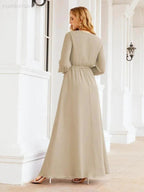 Sunnderly Women's Chiffon Bridesmaid Dress A line Long Sleeves Formal Evening Prom Gown for Wedding Guest SY28032 by numbersea