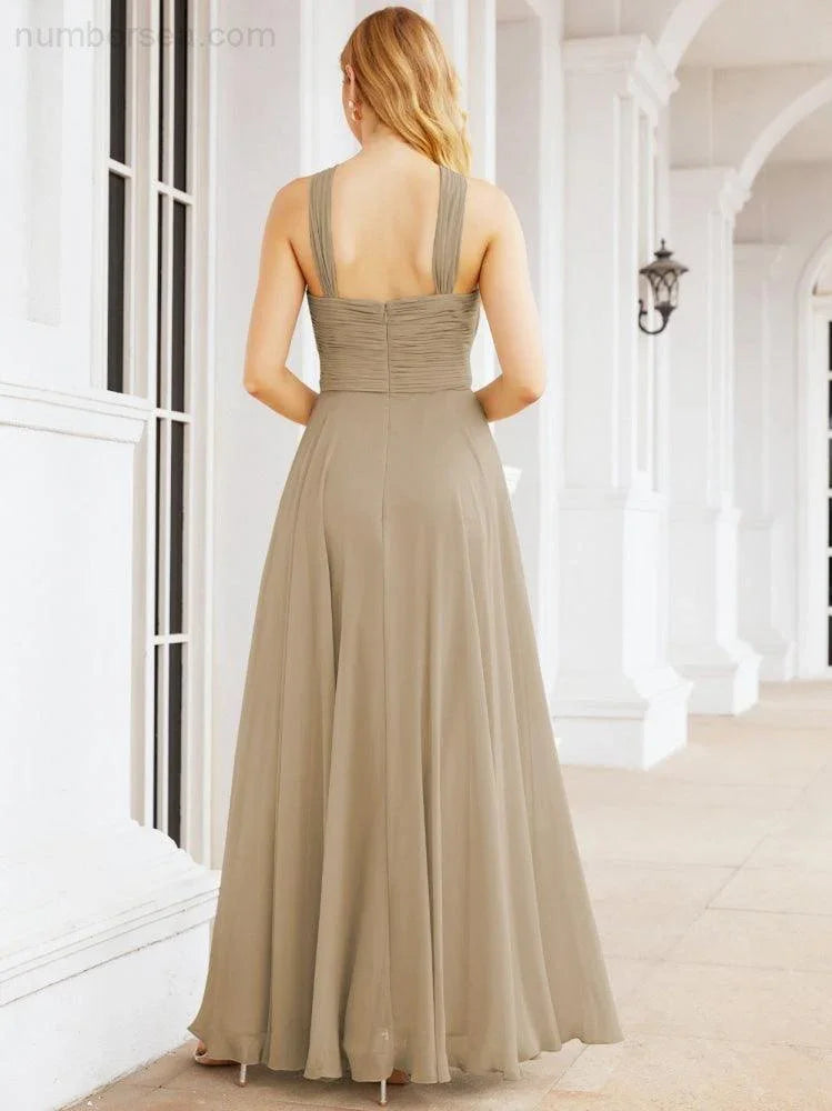 Numbersea Abiti da damigella incrociati con collo all'americana per festa, matrimonio, sera, ballo di fine anno, abiti lunghi da ballo 28053