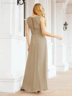 Formal Prom Gown Elegant V-Neck Sleeveless Bridesmaid Dresses for Wedding Party 28037 by numbersea
