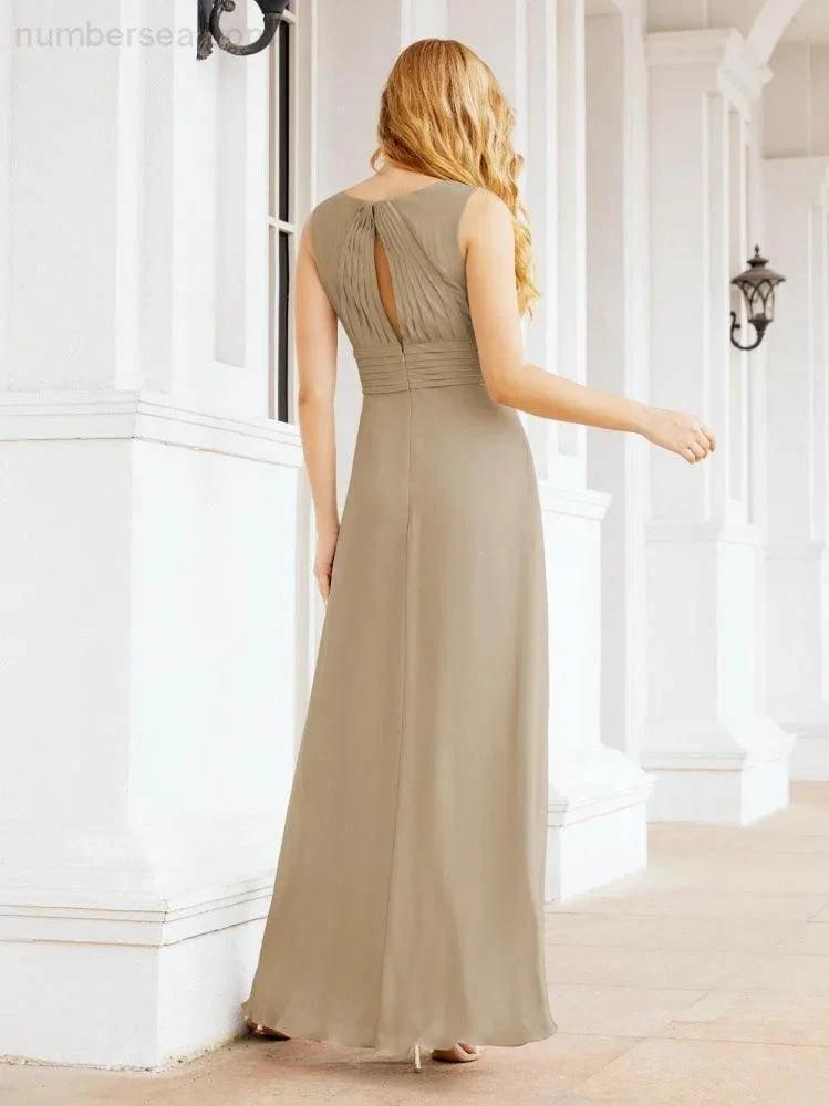 Formal Prom Gown Elegant V-Neck Sleeveless Bridesmaid Dresses for Wedding Party 28037 by numbersea