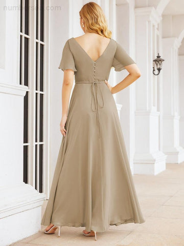 Numbersea Formal Prom Gowns for Mother of The Bride Short Sleeves Bridesmaid Dress 28049