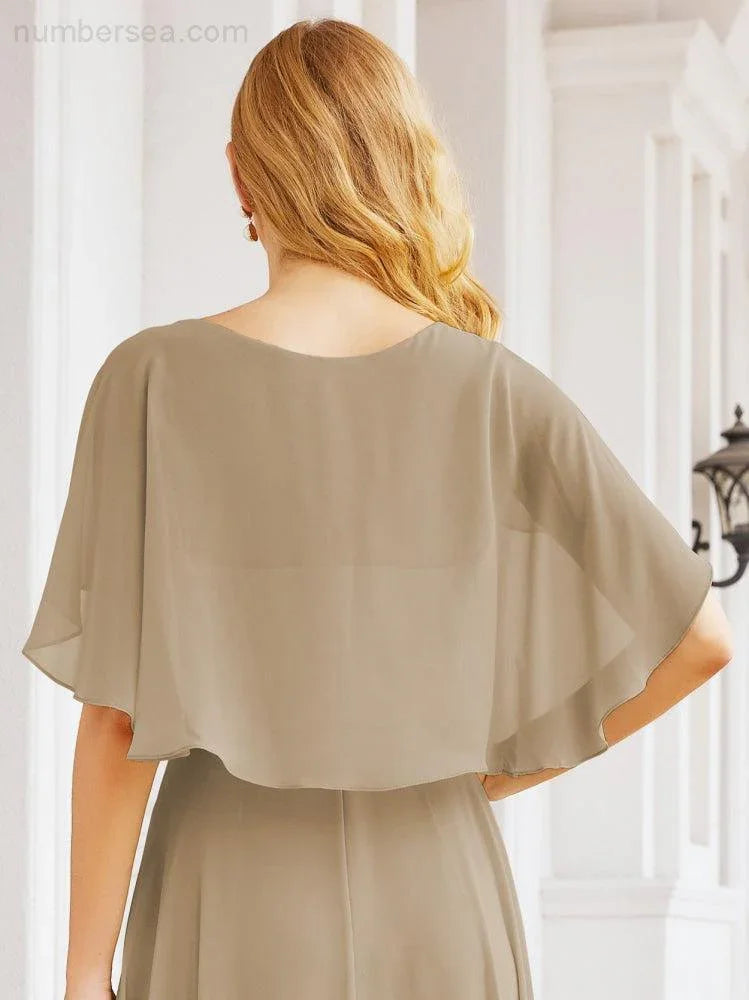 Numbersea Bridesmaid Dresses for Wedding Formal Evening Party Prom Gown with Cape 28050