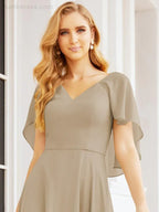 Numbersea Bridesmaid Dresses for Wedding Formal Evening Party Prom Gown with Cape 28050