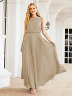 Numbersea Sleeveless Long Bridesmaid Dress A line Formal Evening Prom Gown 28025