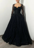 Black Luxury Gothic Wedding Dress Heavy Beaded Lace Ball Gown  SW557