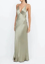 Sexy V Neck Yellow Satin Evening Dress Long Prom Dress Y7882 by simplepromdress