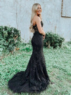 Evie |Mermaid Sweetheart Neck Lace Long Prom Dress With Appliques by KissProm