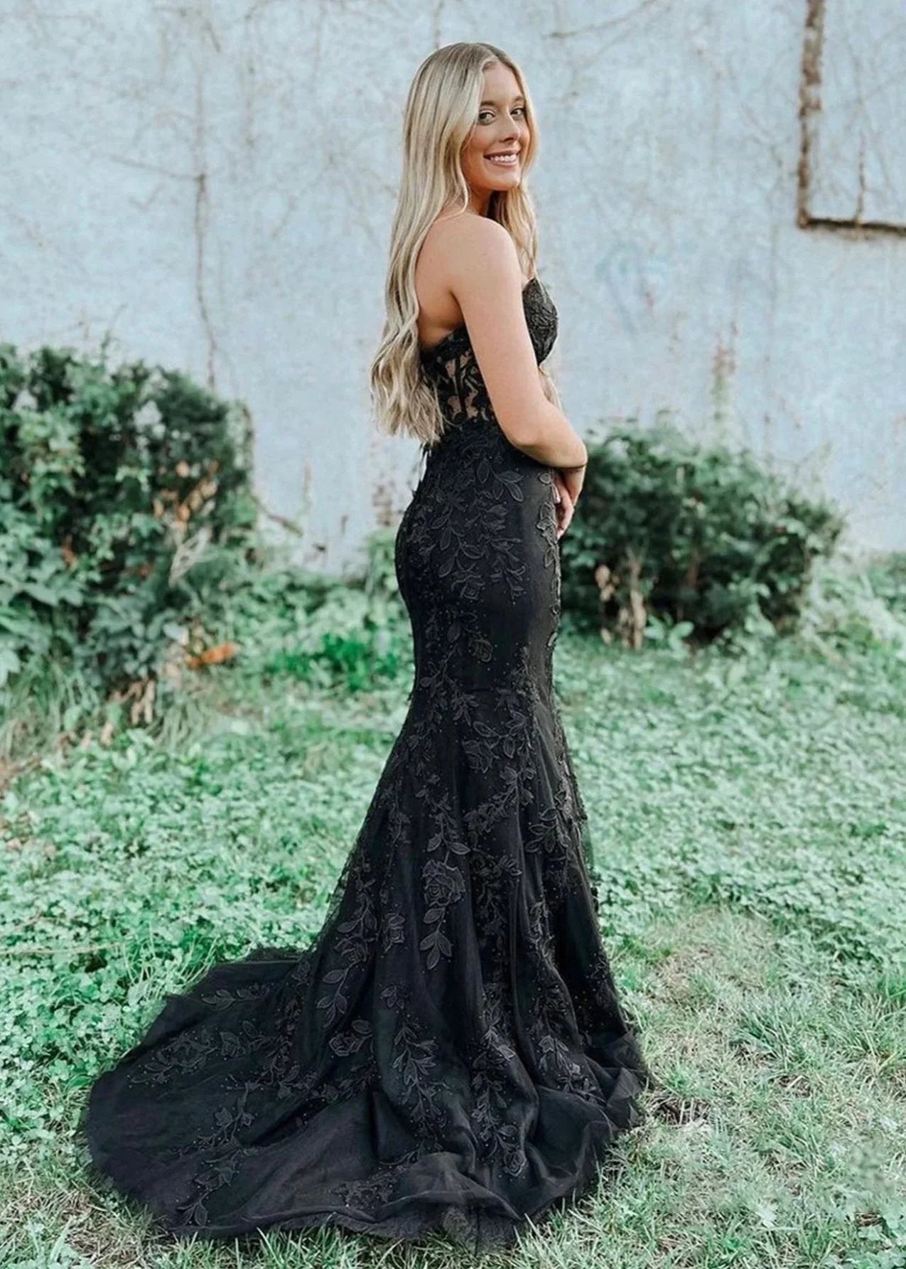 Evie |Mermaid Sweetheart Neck Lace Long Prom Dress With Appliques by KissProm