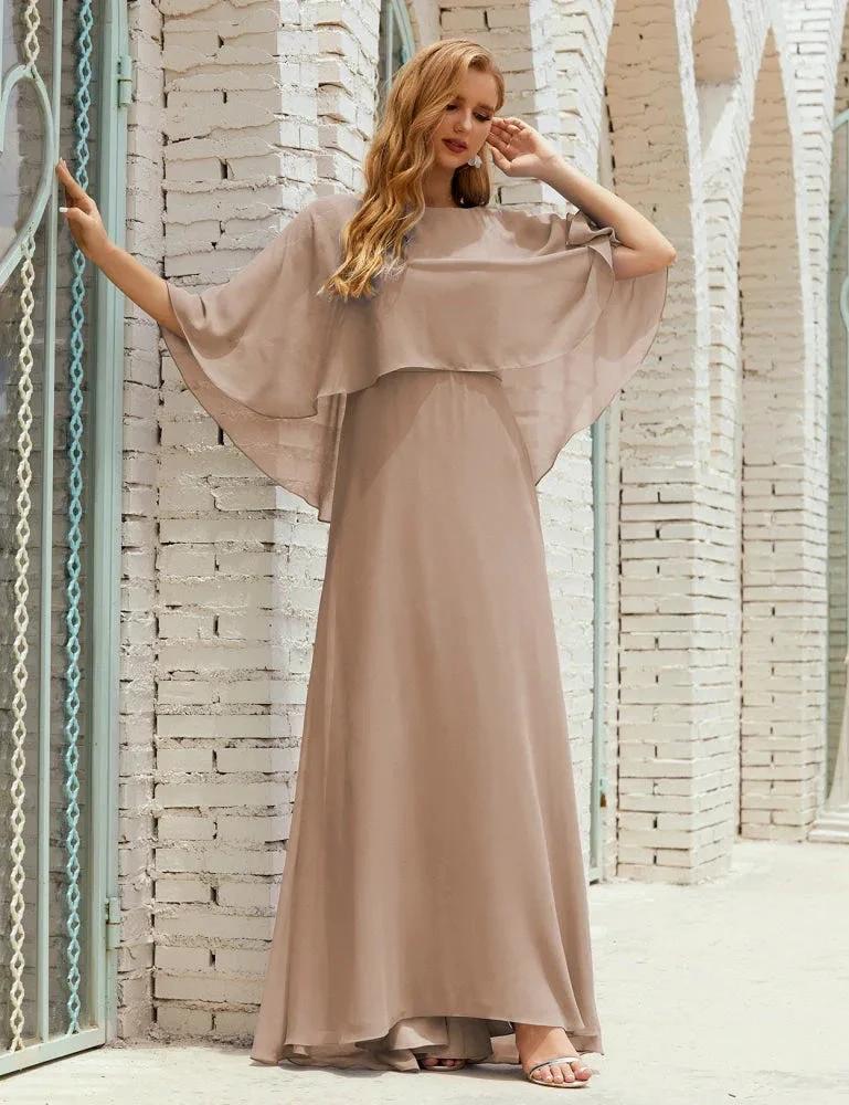 Sunnderly Bridesmaid Dress Women Long Sleeve V-Neck Chiffon Formal Wedding Party Dress SY28018 by numbersea
