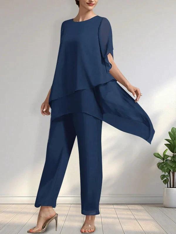 Separates Jumpsuit/Pantsuit Scoop Ankle-Length Chiffon Mother of the Bride Dress by Dreamylily