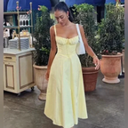 Lovely Yellow Long Prom Dress A Line Satin Party Evening Gown Y7578 by simplepromdress